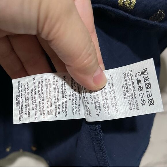 Boden V-Back Leaf Print Jersey Top, French Navy/Gold Size 20/22 - Picture 10 of 12